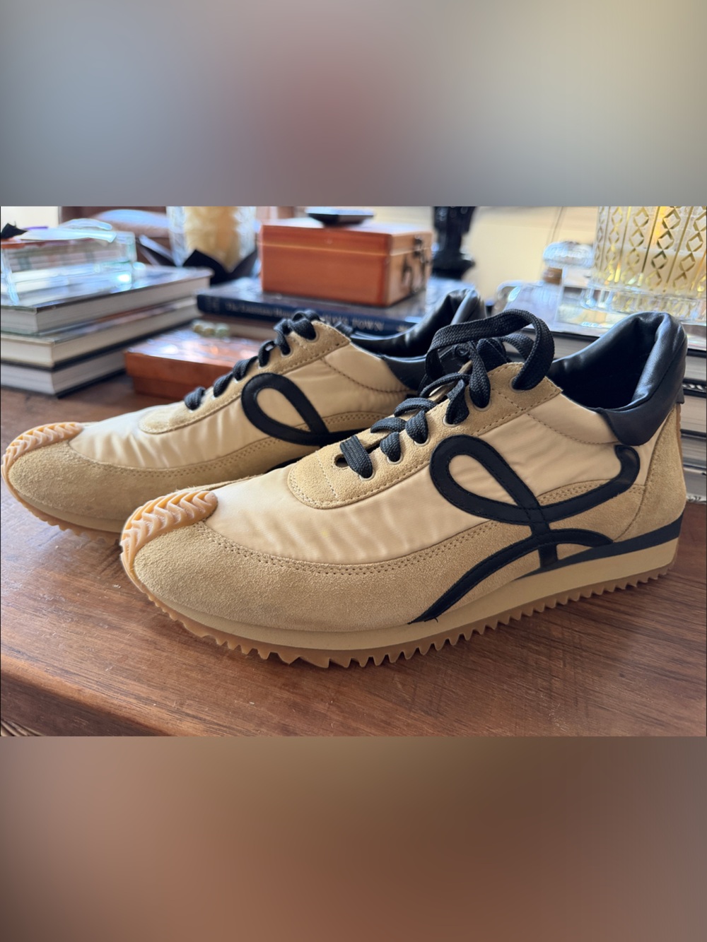 Women’s Loewe Tan and Black Casual Sneakers